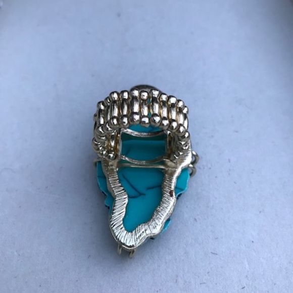 Free with $40 Purchase-Huge Gold Turquoise Ring - Picture 3 of 4